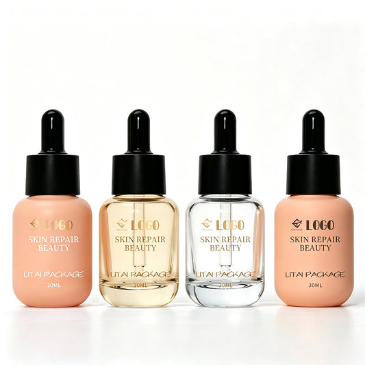 Luxury 30ml Round Matte Peach Glass Dropper Bottle Empty for Skin Care Serum & Essential Oil