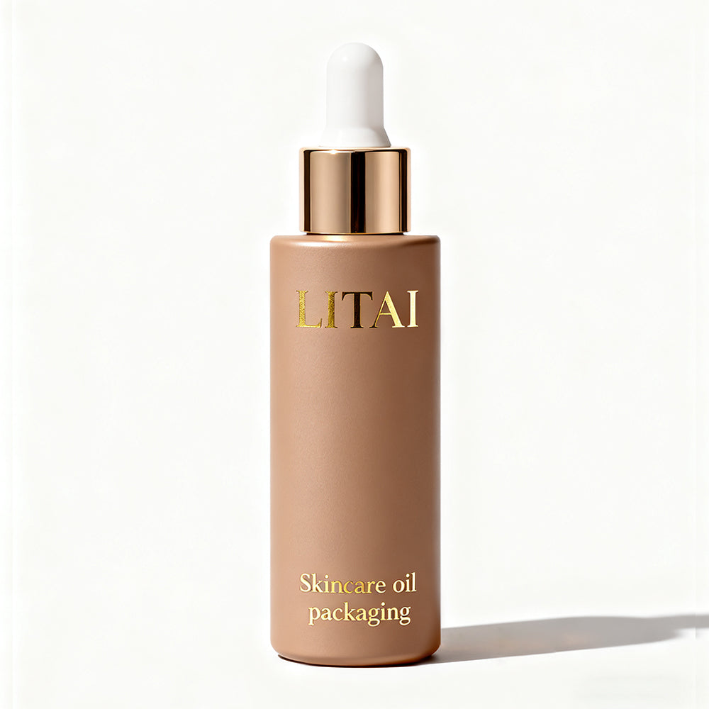 Customized Cosmetic Flat Shoulder Matte purple Glass Bottle With Dropper for Essential Oil Serum