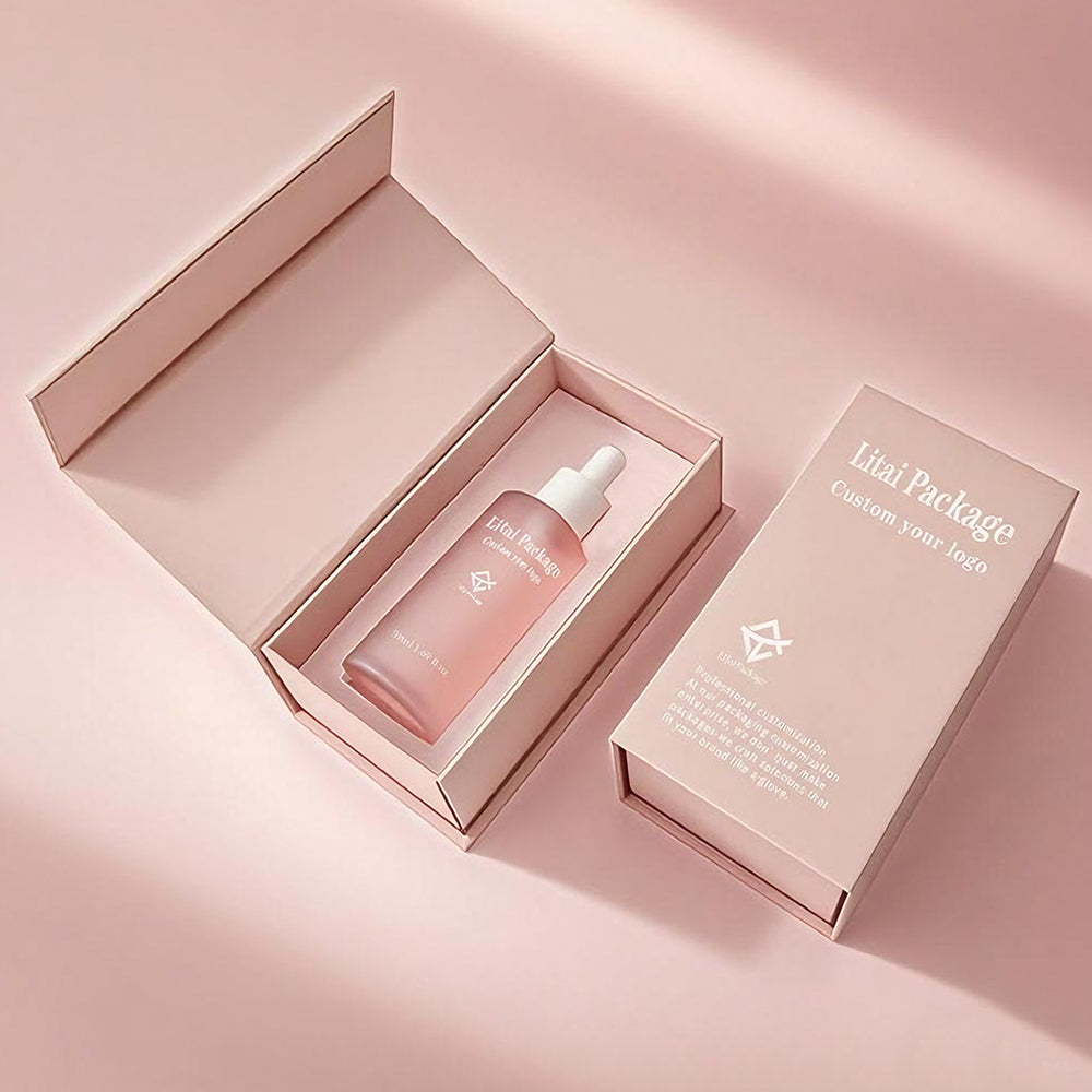 Custom Black Flat Shoulder 30ml 50ml 100ml Hair Oil Serum Skincare Frosted Glass Dropper Bottle with Packaging Gift Box