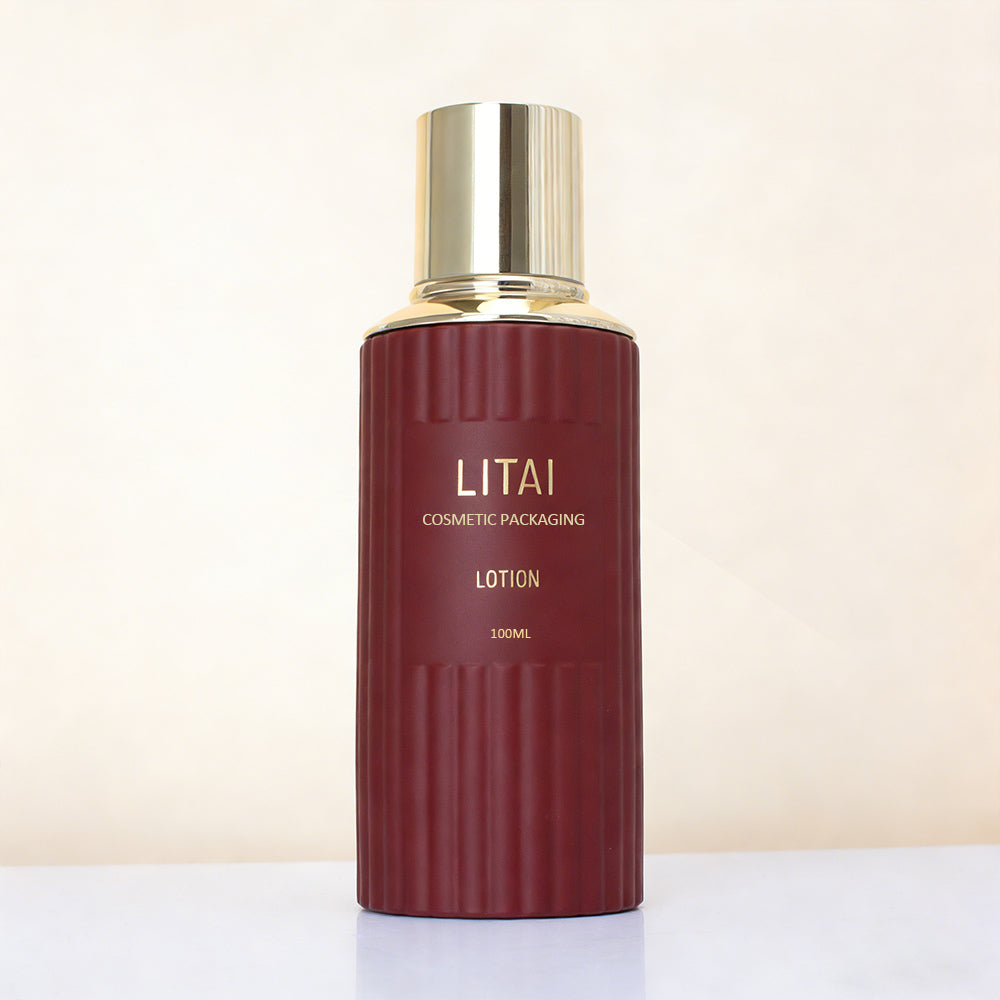 30ml 100ml Empty Wine Red Glass Serum Pump Bottle for Skincare Oil Face Cream Lotion