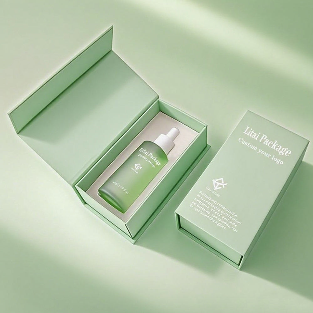 Custom Black Flat Shoulder 30ml 50ml 100ml Hair Oil Serum Skincare Frosted Glass Dropper Bottle with Packaging Gift Box