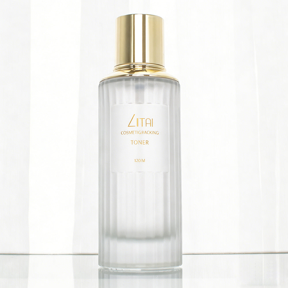 30ml 40ml 100ml Frosted Glass Pump Lotion Spray Cream Bottle Glass Dropper Serum Bottle with Gold Top