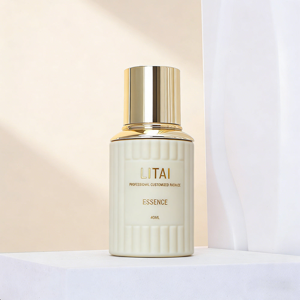 30ml 40ml 100ml Frosted Glass Pump Lotion Spray Cream Bottle Glass Dropper Serum Bottle with Gold Top