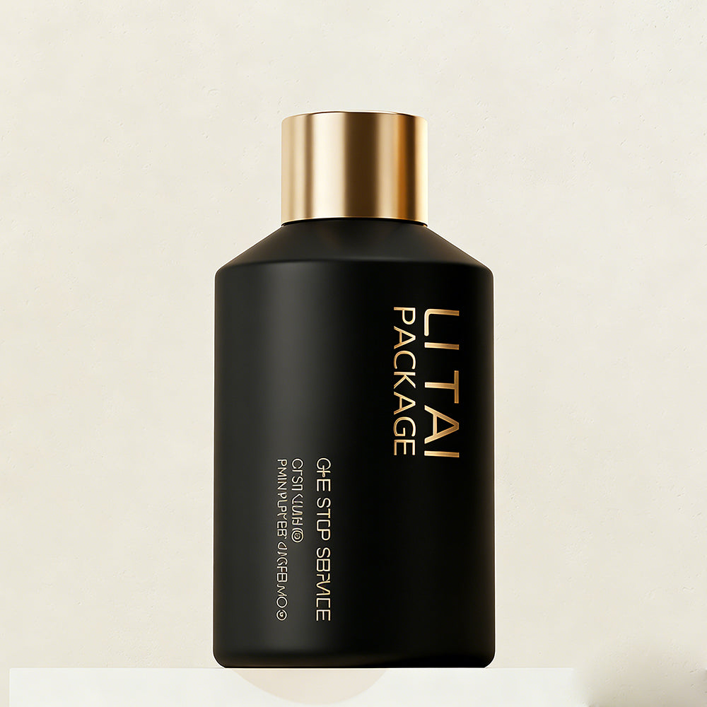 Custom Unique Matte Black Glass Cosmetic Packaging Set Luxury Skincare Packaging Containers Bottle and Jar for Lotion and Cream