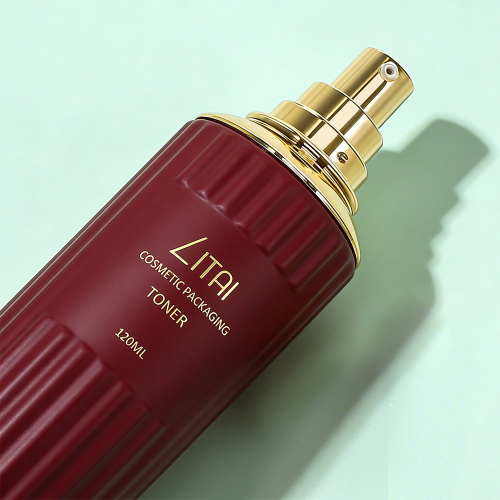 30ml 100ml Empty Wine Red Glass Serum Pump Bottle for Skincare Oil Face Cream Lotion