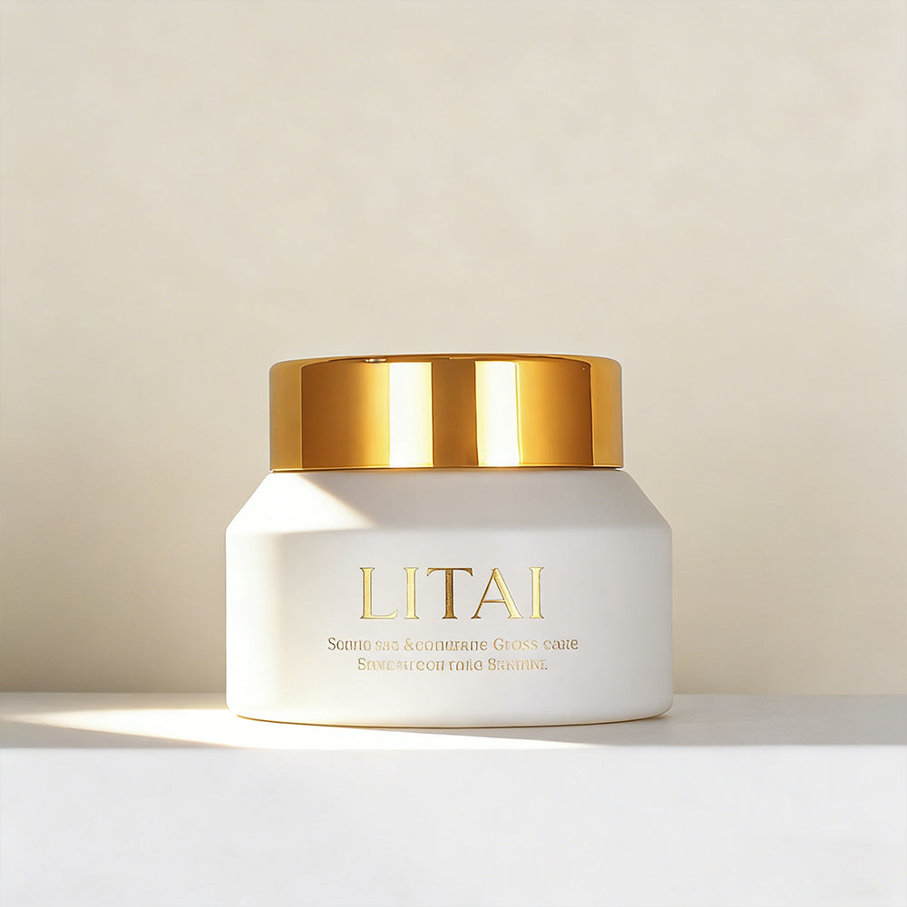 Luxury Glass Cream Jars 50g Cosmetic Body Butter Glass Container Face Cream Jars with Golden Lid