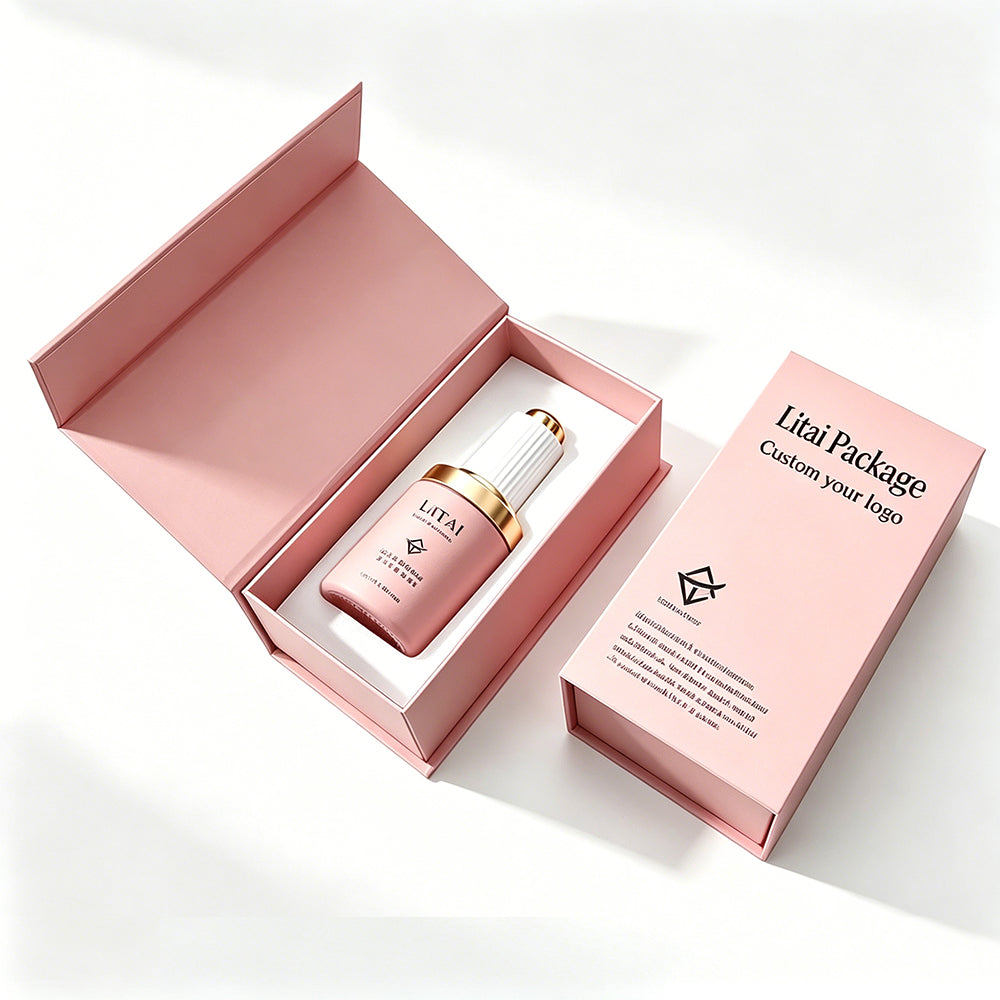 Custom 30ml 1oz Serum Oil Bottle Luxury Transparent Pink Matte Frosted Glass Dropper Bottles With Magnetic Packaging Box