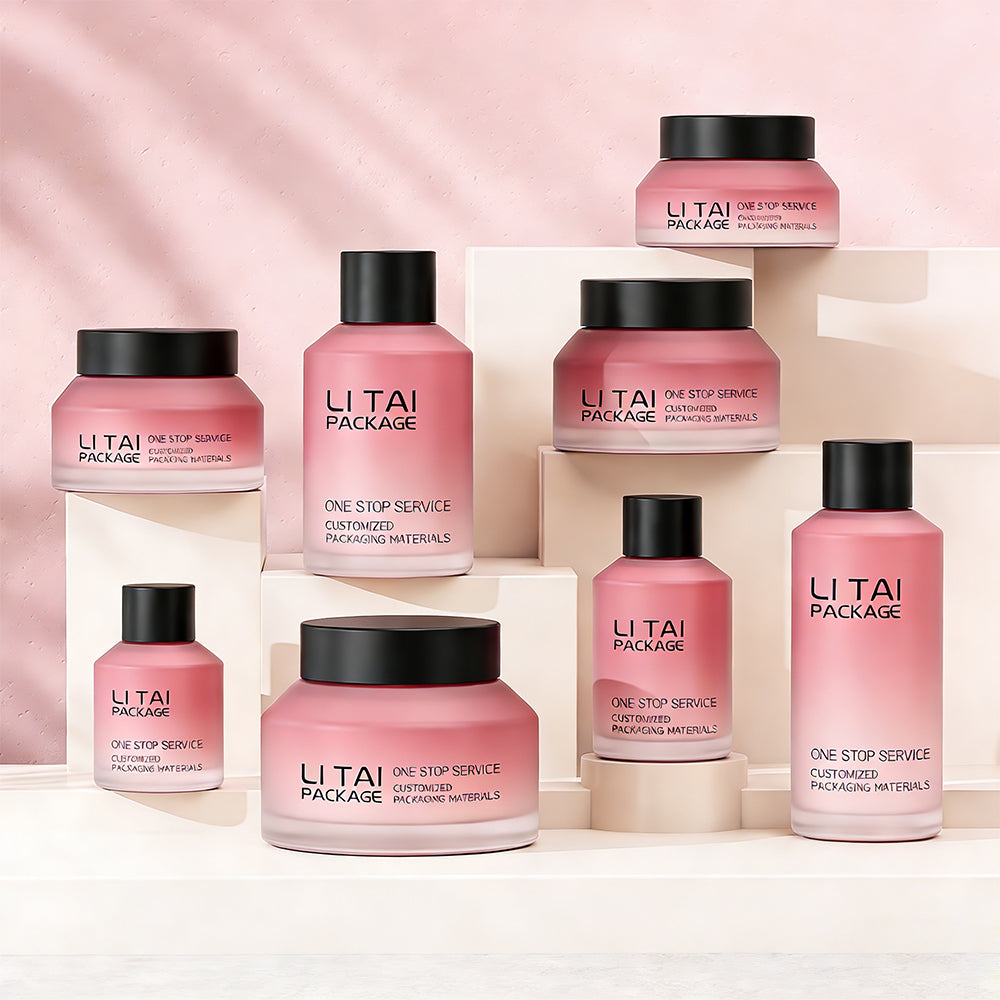 Custom Frosted Empty Lotion Pump Bottle 100ml 60ml Serum Dropper Bottle Luxury Matte Cream Glass Skincare Bottles and Jars Set