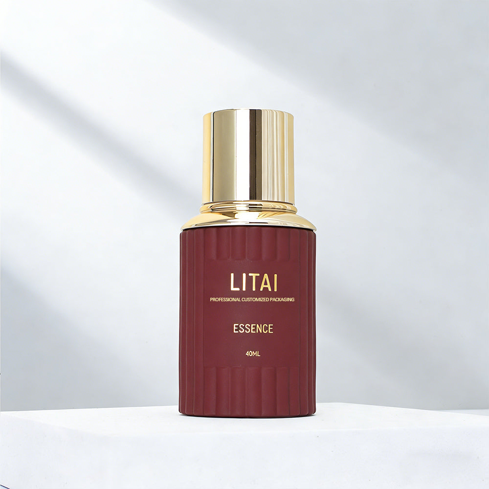 30ml 100ml Empty Wine Red Glass Serum Pump Bottle for Skincare Oil Face Cream Lotion