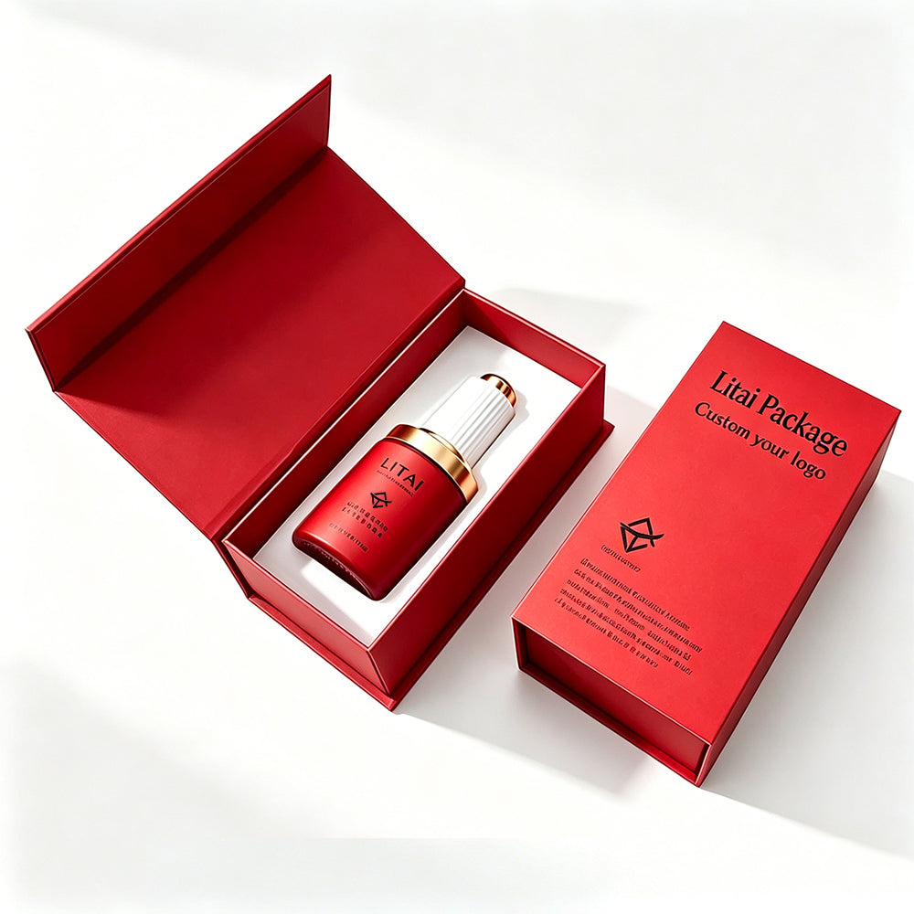 Luxury 1oz Empty Dark Red Essential Oil Serum 30ml Glass Dropper Bottle With Package Box
