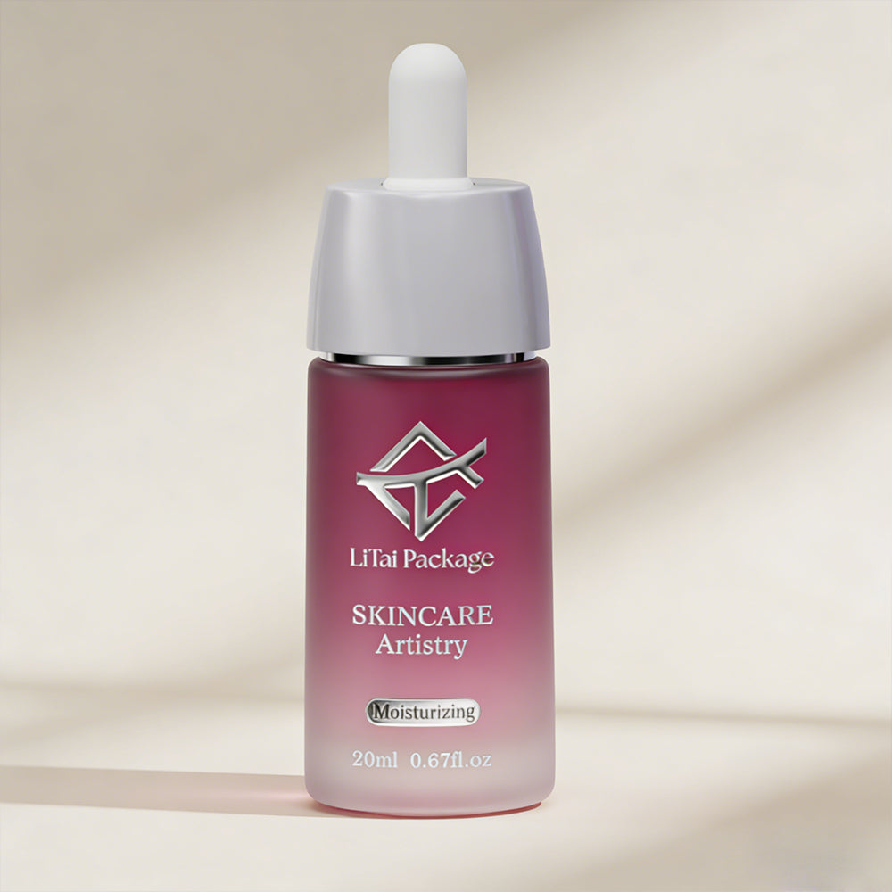 Factory Wholesale 20ml 15ml 10ml Empty Pink Frosted Glass Serum Dropper Bottle with Box