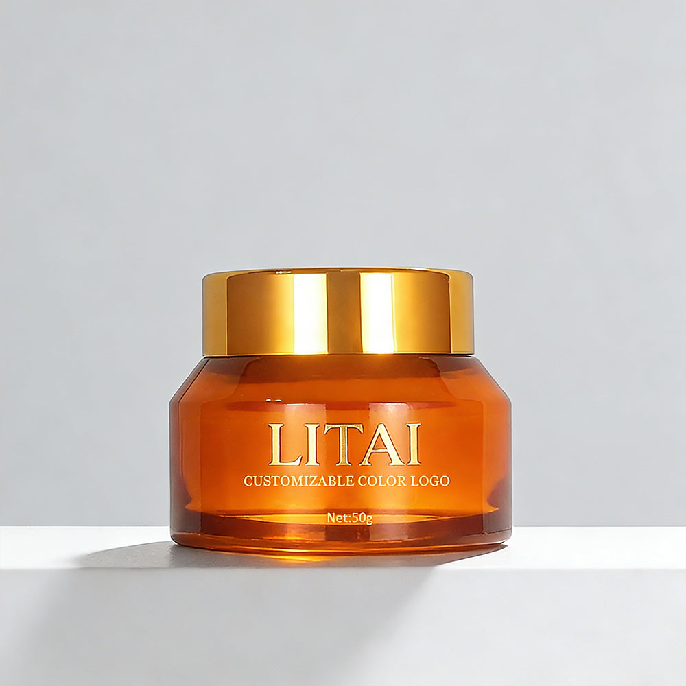 Luxury Glass Cream Jars 50g Cosmetic Body Butter Glass Container Face Cream Jars with Golden Lid