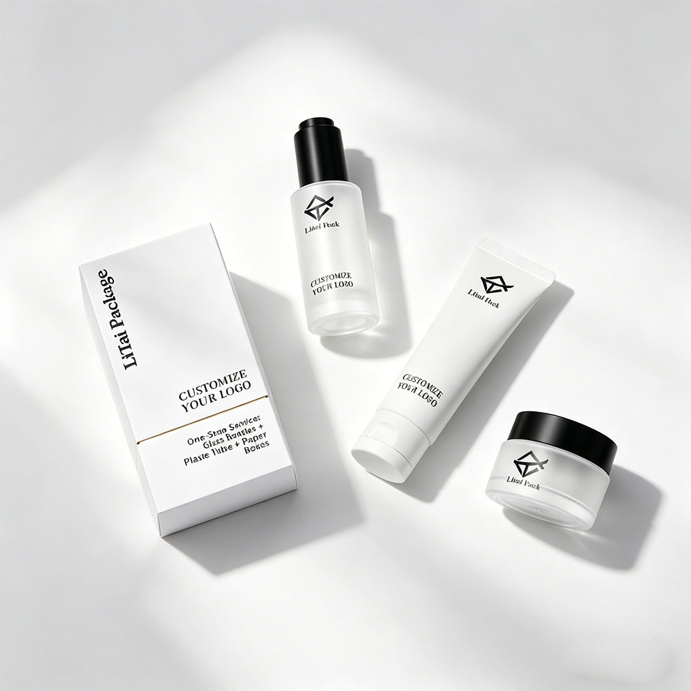 Cosmetics Packaging Set Empty Container Frosted Glass Serum Dropper Bottle with Box