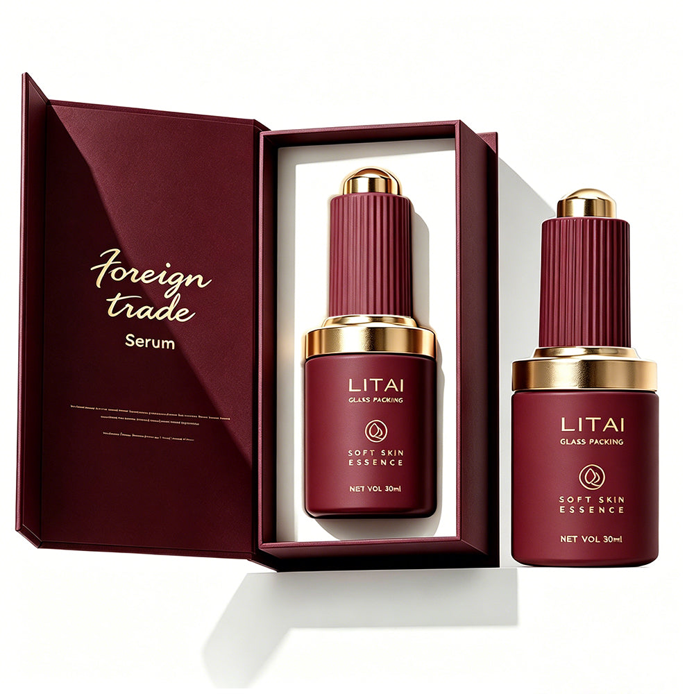 Luxury 1oz Empty Dark Red Essential Oil Serum 30ml Glass Dropper Bottle With Package Box