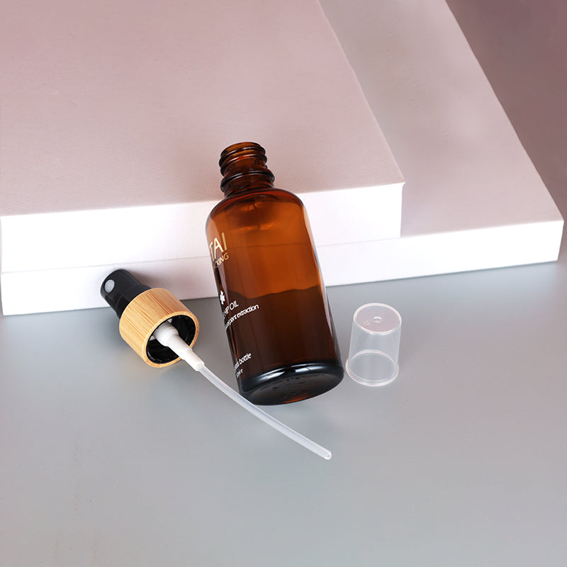 5ml 50ml 100ml Brown Glass Spray Bottles with Bamboo Caps