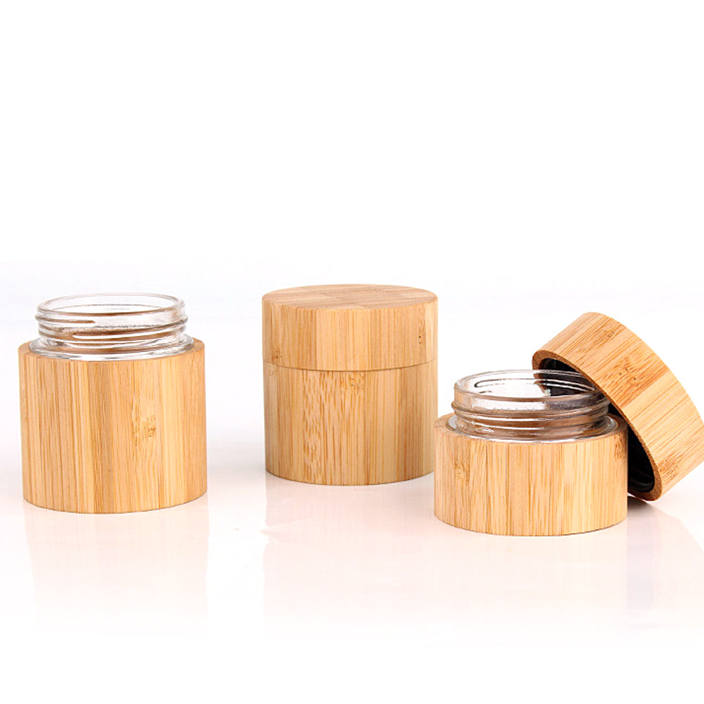 Bamboo 30g 50g 100g Face Cream Jar with Glass Inner Jar and Bamboo Shell