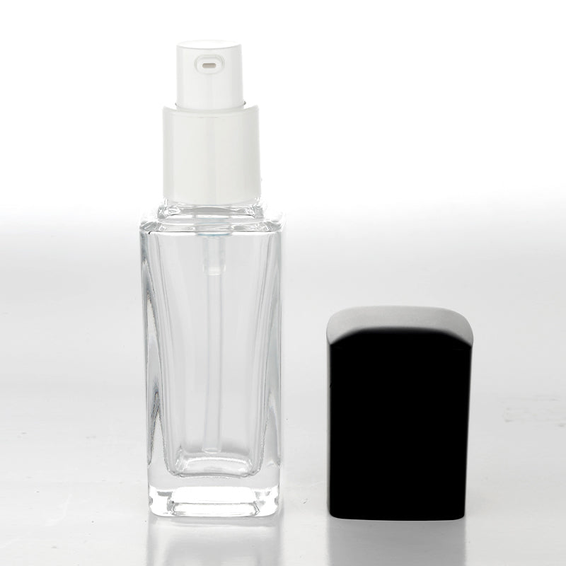 1oz Square Glass Pump Bottle 30ml for BB Cream Foundation Lotion Packaging