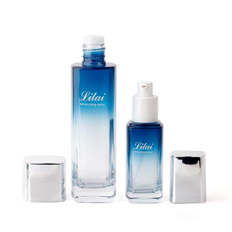 Blue Skincare Glass Packaging for Lotion Cream Toner