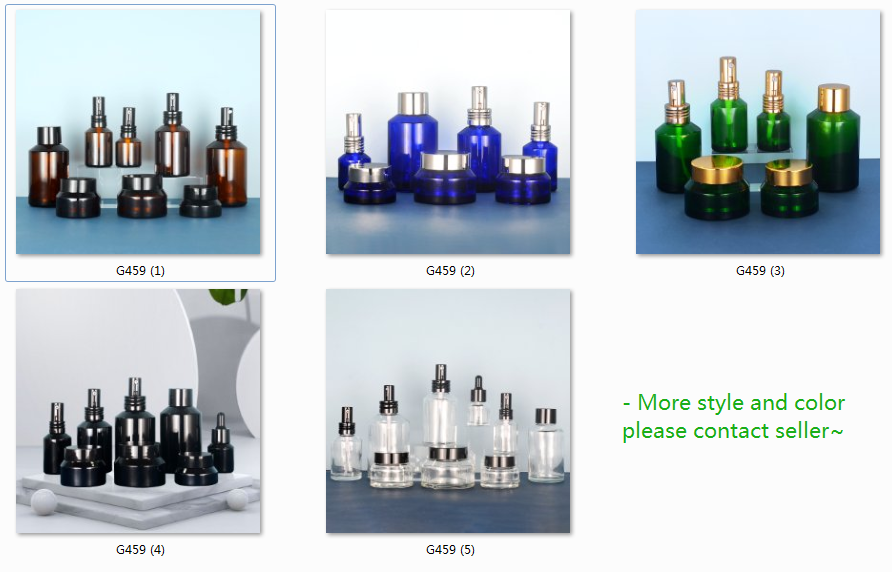 15ml 30ml 60ml 100ml 120ml Slant Shoulder Skincare Glass Bottle With Black Dropper and Jar